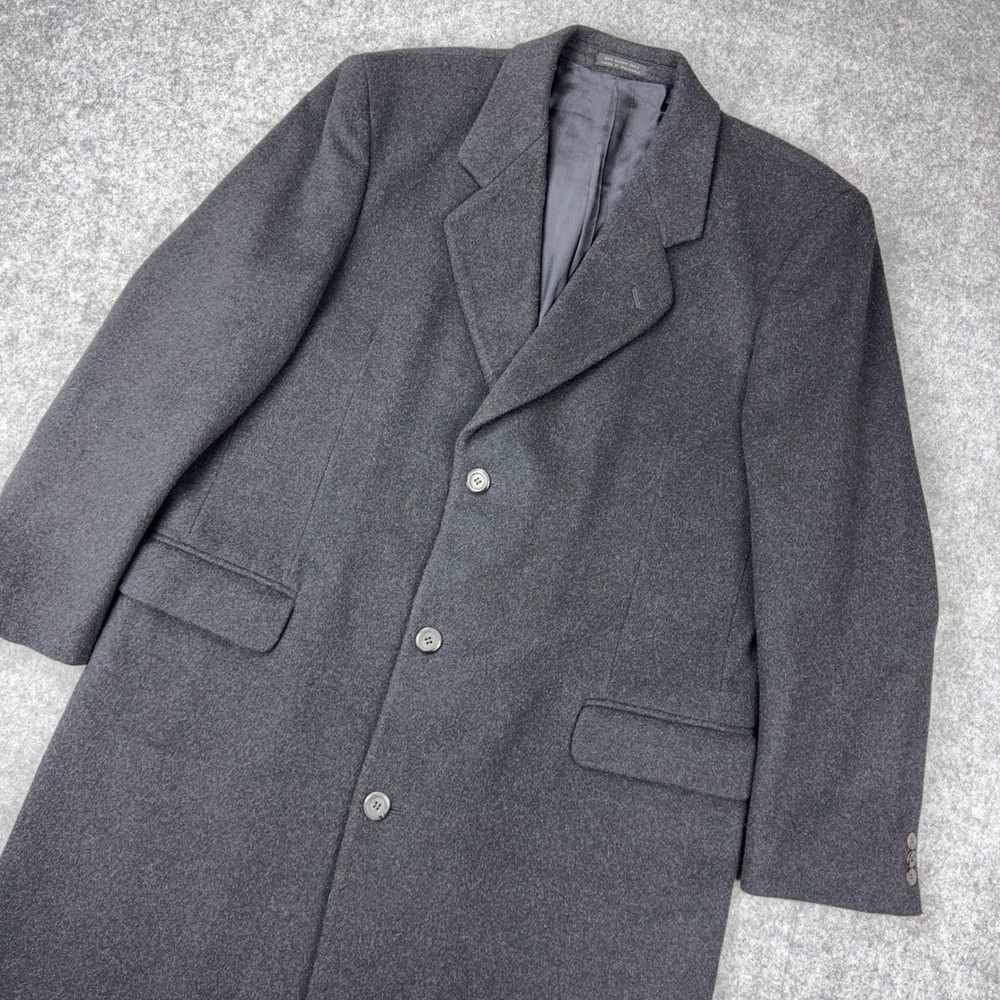 Silver Cloud Overcoat Mens 44 L Charcoal Cashmere‎ Blend Long Trench Coat Luxury